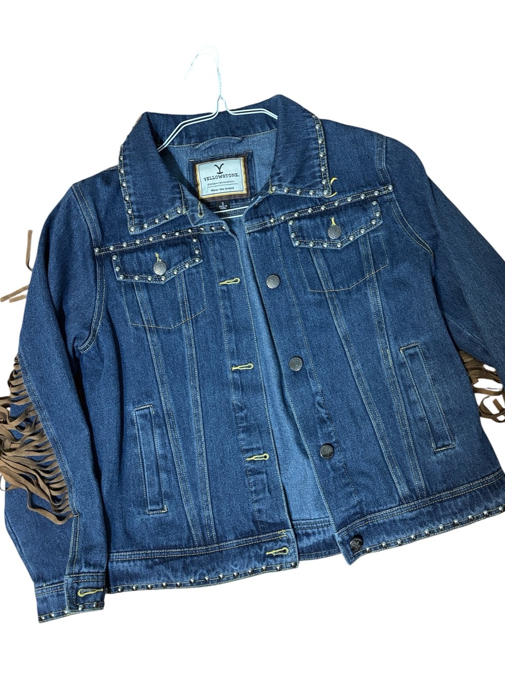 Yellowstone Fringed Denim Jean Jacket Blazer Top